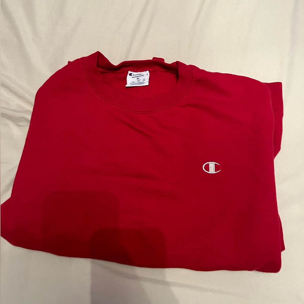 Champion, red crew neck